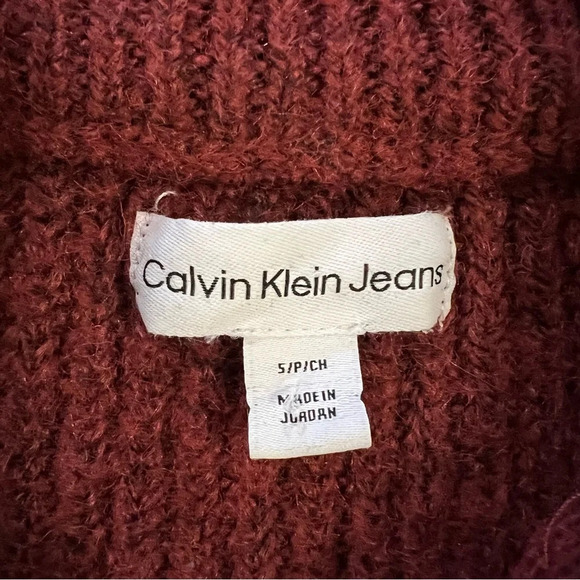 Calvin Klein Burgundy Half Zip Long Sleeve Crop Sweater Womens size small - Picture 6 of 11